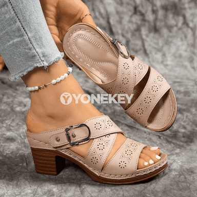 Zenanlar üçin ýokary ökjeli ýazky şypbyklar, deri, açyk model
