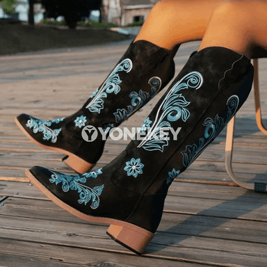 Zenanlar üçin dyza çenli retro nagyşly kovboý ädikleri