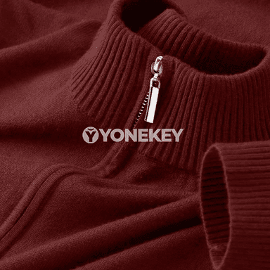 Erkekler üçin fermuarly golf boýunly ýyly trikotaž kardigan switer