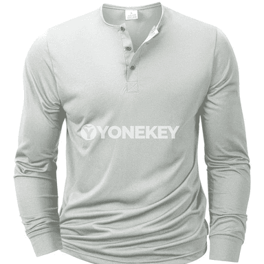 Erkekler üçin uzyn ýeňli Henley boýun futbolka, slim fit