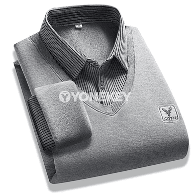 Erkekler üçin ýyly, ýygyrtga garşy polos köýnek, zolakly klassiki stil