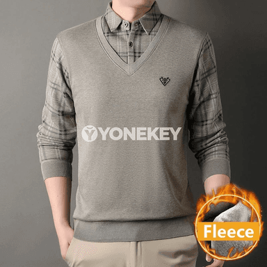 Erkekler üçin ýyly ýokary boýunlı trikotaž switer, gündelik stil