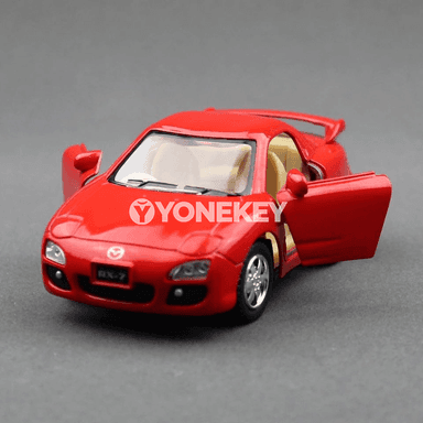 Mazda RX-7 metal modeli, çekilme aýratynlykly, çagalar üçin kolleksiýa oýnawaç