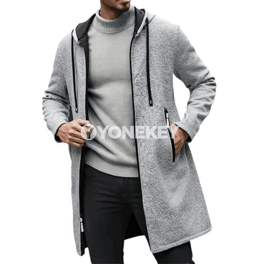 Erkekler üçin kapýuşonly zipli ýyly jaket