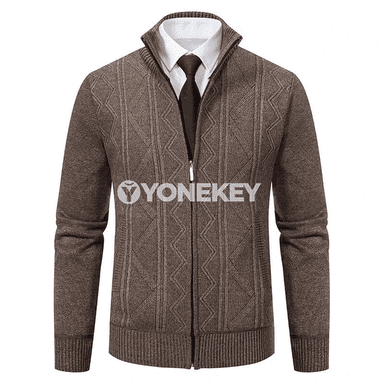 Erkekler üçin ýyly trikotaž kardigan, güýz-gyş göni boýunly jaket