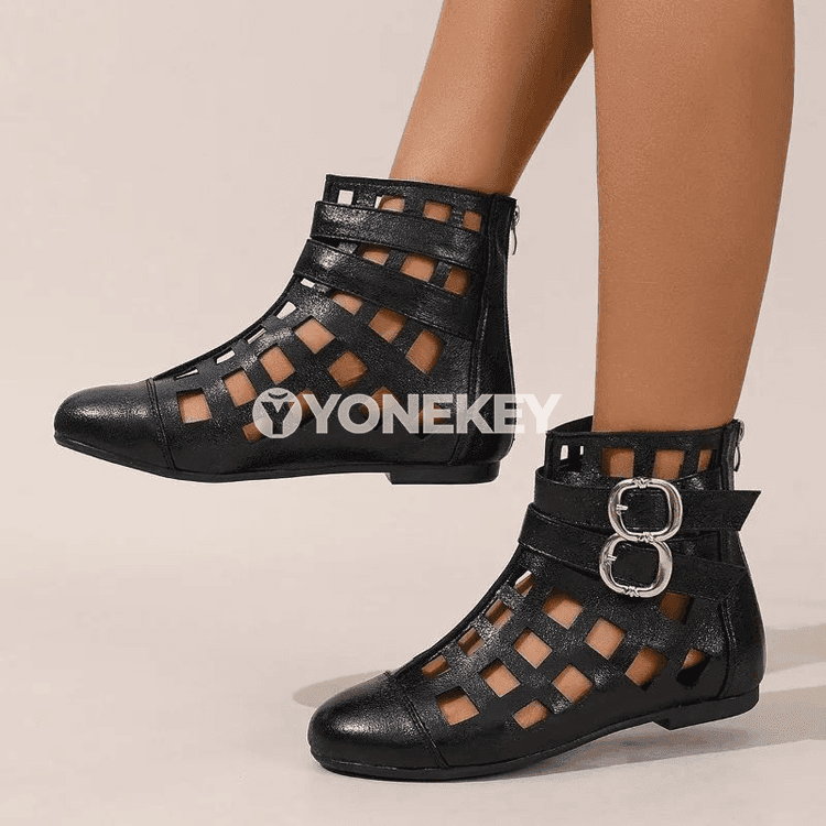 Metal tokaçly, fermuarly, ýumşak dabanly moda aýakgaplar