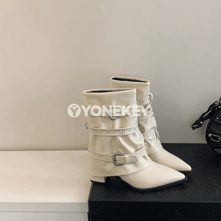 Zenanlar üçin mid-calf Chelsea boots, topukly we döwrebap