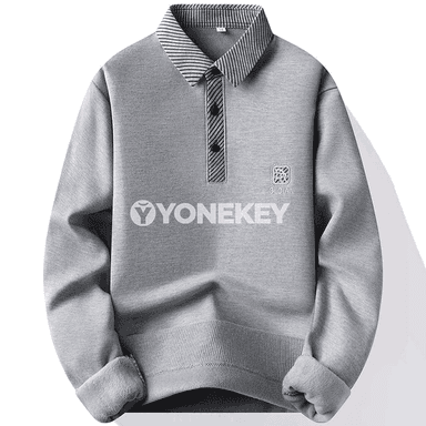 Erkekler üçin ýyly fleece switer, galstuk boýunly, sypaýy stil