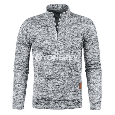 Erkekler üçin ýyly uzyn ýeňli galyň half-zip sweatshirt