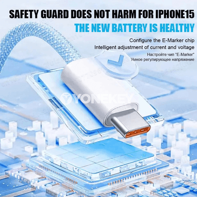 35W çalt zarýad beriji USB-C kabel, iPhone 15 üçin, 1-2 m