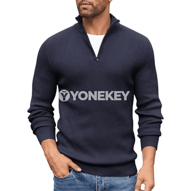Erkekler üçin ýyly zipli turtleneck köýnek, gyş üçin ýeňil jumper