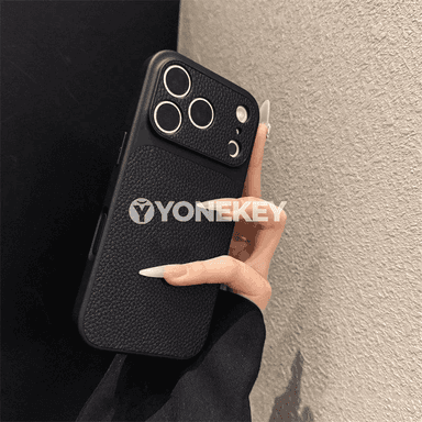 iPhone 11-17 üçin lychee gurluşly kämil goragly telefon gapagy