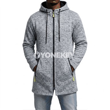 Erkekler üçin fermuarly kapýuşonly ýyly hoodie, fleece