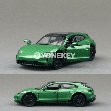 Porsche Taycan Turbo S 1:36 metal awtoulag modeli, sesli we ýagtyly