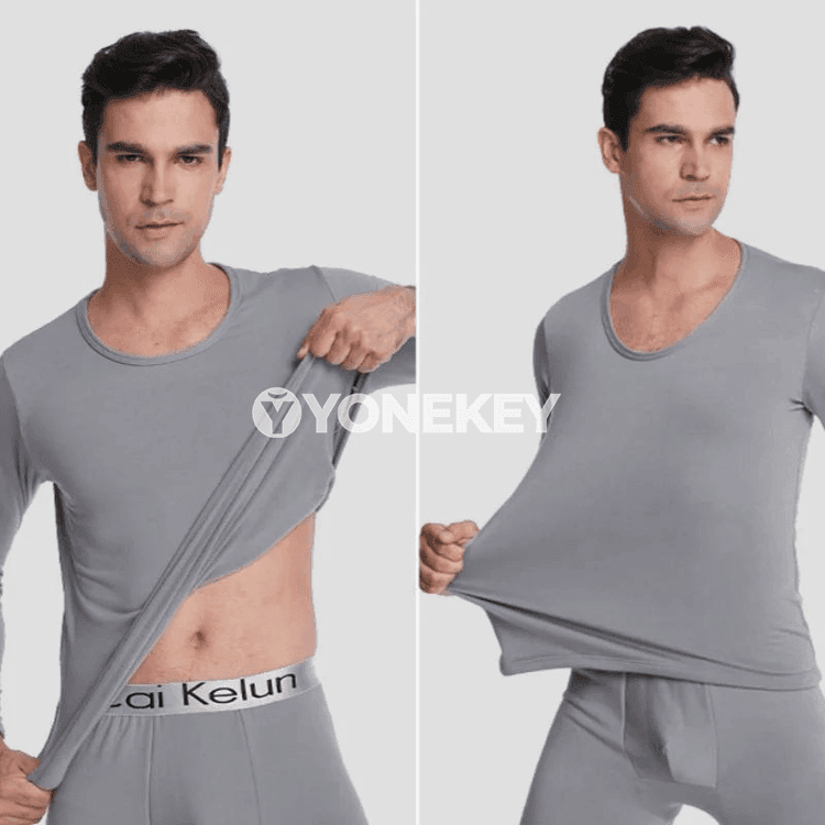 Erkekler üçin uzyn ýeňli ýumşak futbolka, döwrebap slim fit