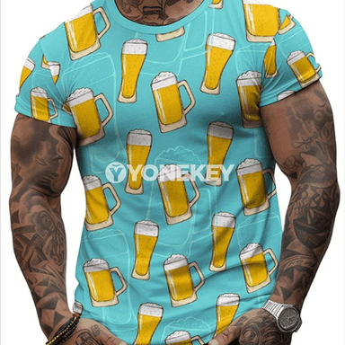 Erkekler üçin 3D oktýabr festiwal futbolkasy, vintage stil