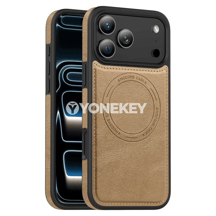 iPhone 11-17 üçin business retro deri magnitli örtük