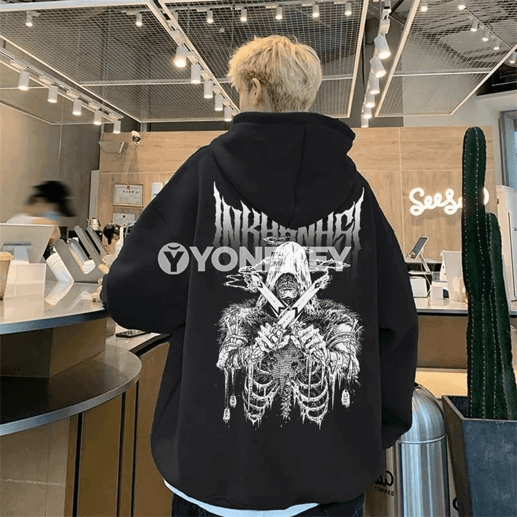 Erkekler üçin şäher stildäki giň kapýuşonly switer, 2XL-8XL
