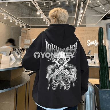 Erkekler üçin şäher stildäki giň kapýuşonly switer, 2XL-8XL