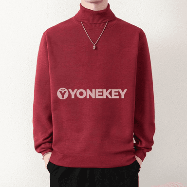 Erkekler üçin ýyly trikotaž switer, ýokary boýunly, gyş üçin amatly