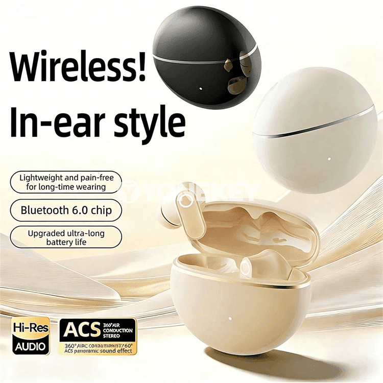 Simsiz Bluetooth nauşnikler, mikrofonly, şum basyşyny peseldýän, TWS