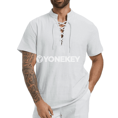 Erkekler üçin tomusky ýeňil Henley boýun futbolka