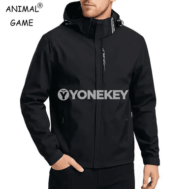 Suw geçirmeýän ýeňil erkek plýaşka jaket, kapýuşonly