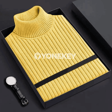 Erkekler üçin ýyly balakly boýunly örme sviter