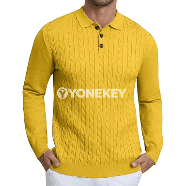 Erkekler üçin ýyly örme switer, uzyn ýeňli, balakly boýun