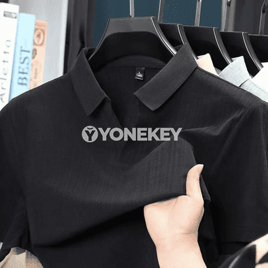 Erkekler üçin ýeňil we dem alýan linen görnüşli polo köýnek