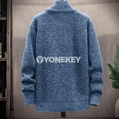 Erkekler üçin ýyly trikotaž fliş kardigan — güýz-gyş, slim fit