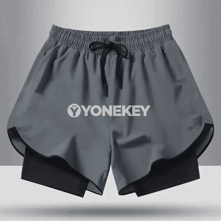 Erkekler üçin 2-si 1-de sport şorty, çalt guradyjy, ýeňil we amatly