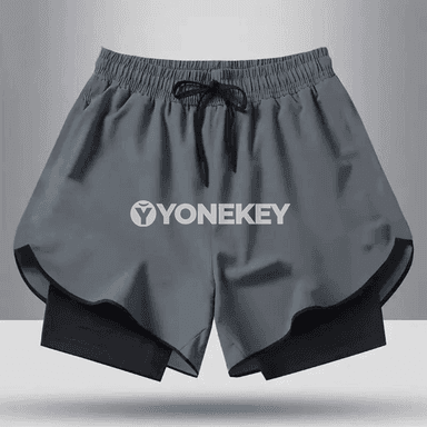 Erkekler üçin 2-si 1-de sport şorty, çalt guradyjy, ýeňil we amatly