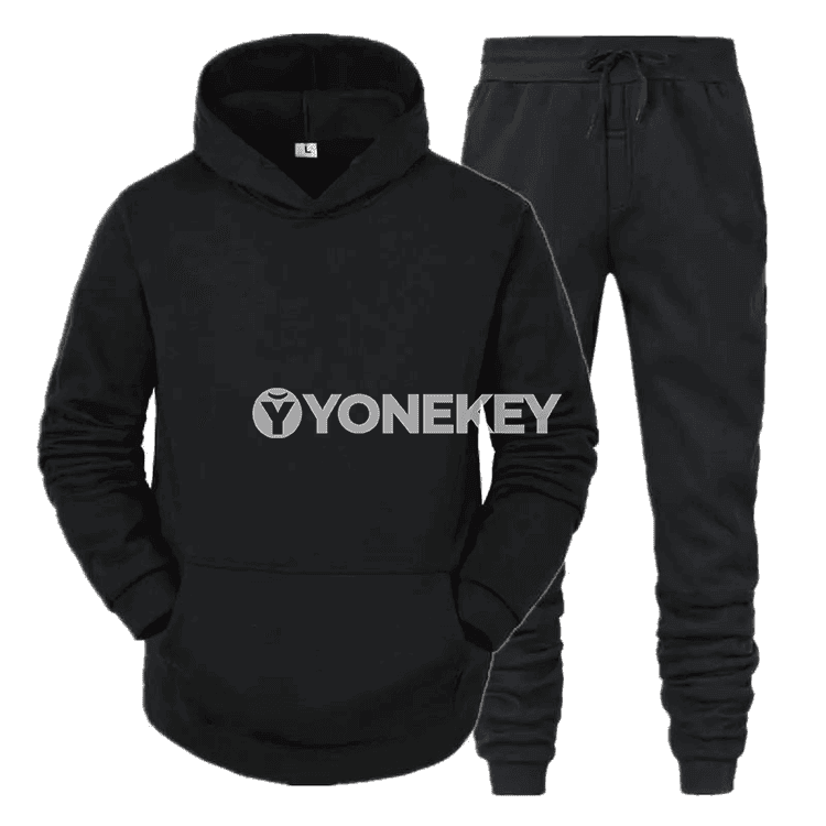 Erkekler üçin kapýuşonly sport kostýumy, ýyly hoodie we balak toplumy