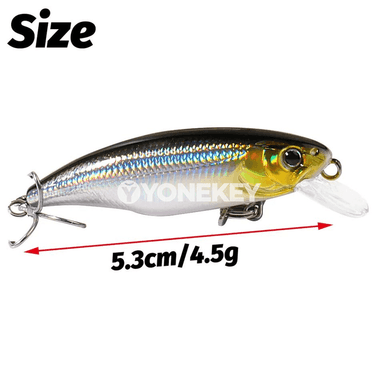 Çümýän minnow bait 4.5g, 5.3 sm, güýçli ulgamly balykçyk bait
