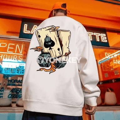 Erkekler üçin giň kesimli güýz-gyş sweatshirt, uzyn ýeňli, M-8XL