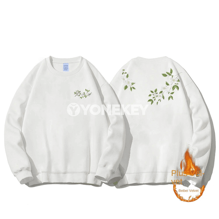 Erkekler üçin galyň pambykly giň kesimli sweatshirt, uzyn ýeňli