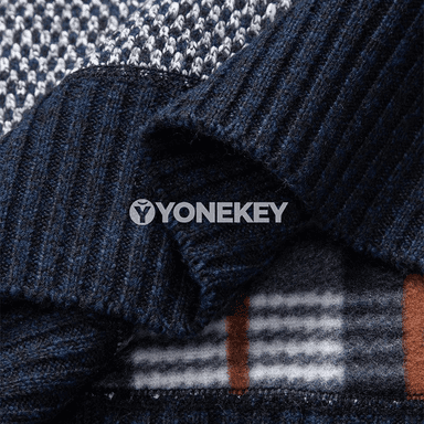 Erkekler üçin polo stilli zip boýun switer, ýyly dokalan model
