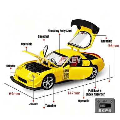 Mazda RX-7 FD3S model awtoulag, 1:32, sesli-çyraly, açylýan gapylar