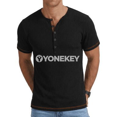 Ýazlyk henley erkek futbolkasy, ýeňil, dem alyşly, gündelik stil