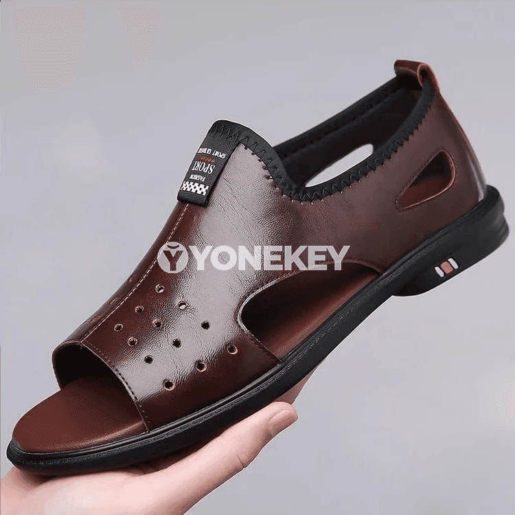 Erkekler üçin ýeňil dem alýan gaýyş sandallar, öýkenmeýän, slip-on