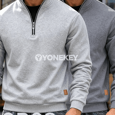 Erkekler üçin ýyly stend-ýaka zipli sweatshirt toplumy, 2 bölek