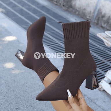 Aýal üçin ýokary ökçeli ýyly kuzowkalar, elastik, gündelik stil