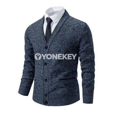 Erkekler üçin V boýunly trikotaž kardigan, güýz-gyş switer jaket