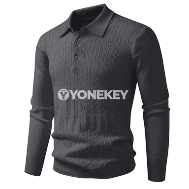Erkekler üçin polo switer — V boýun, uzyn ýeň, sypaýy gündelik stil