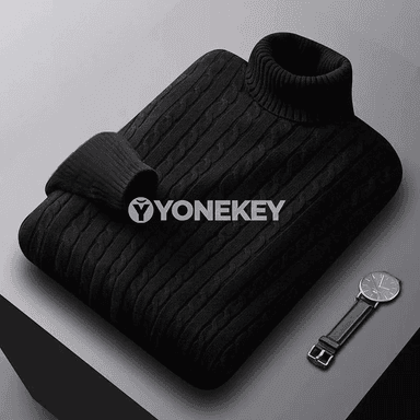 Erkekler üçin ýyly golfli trikotaj switer, güýz-gyş