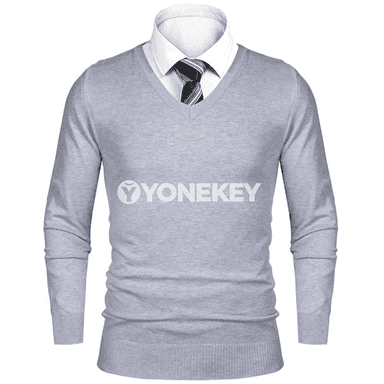 Erkekler üçin ýyly V boýun trikotaž switer, ýeňil gündelik model