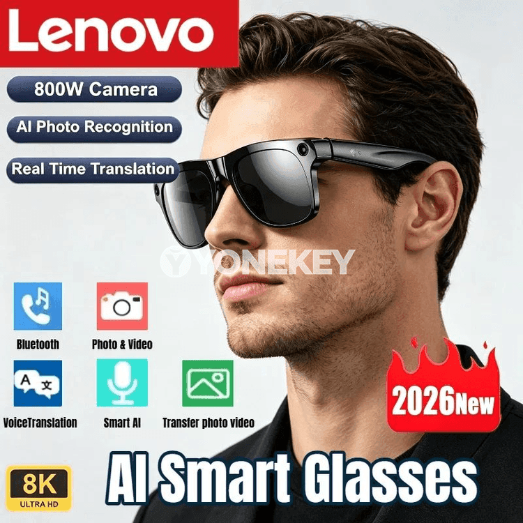 Lenovo AI akylly äýnekler, Bluetooth, kamera, terjime, ses kömekçisi