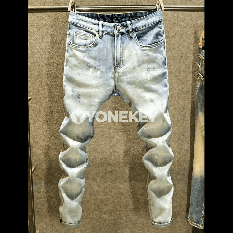 Erkekler üçin giň kesimli denim jinsy balak, gündelik şäher stili