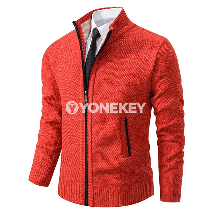 Erkekler üçin ýyly fleece sapakly zipli gündelik kurtka